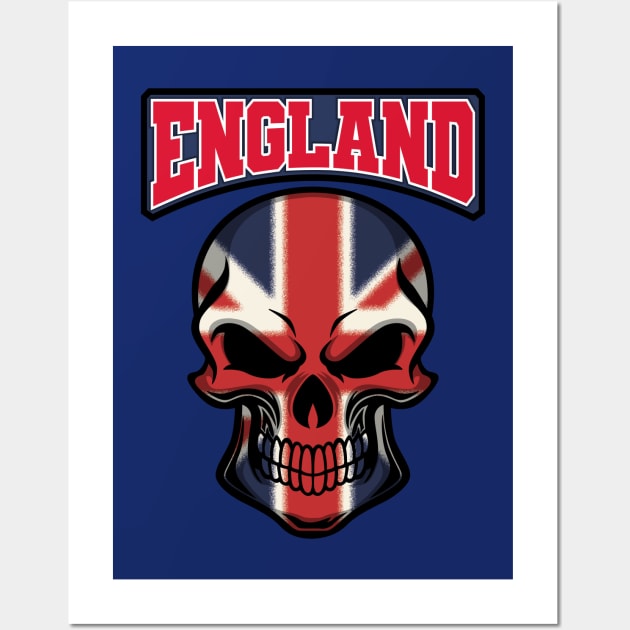 ENGLAND FLAG IN A SKULL EMBLEM Wall Art by VERXION